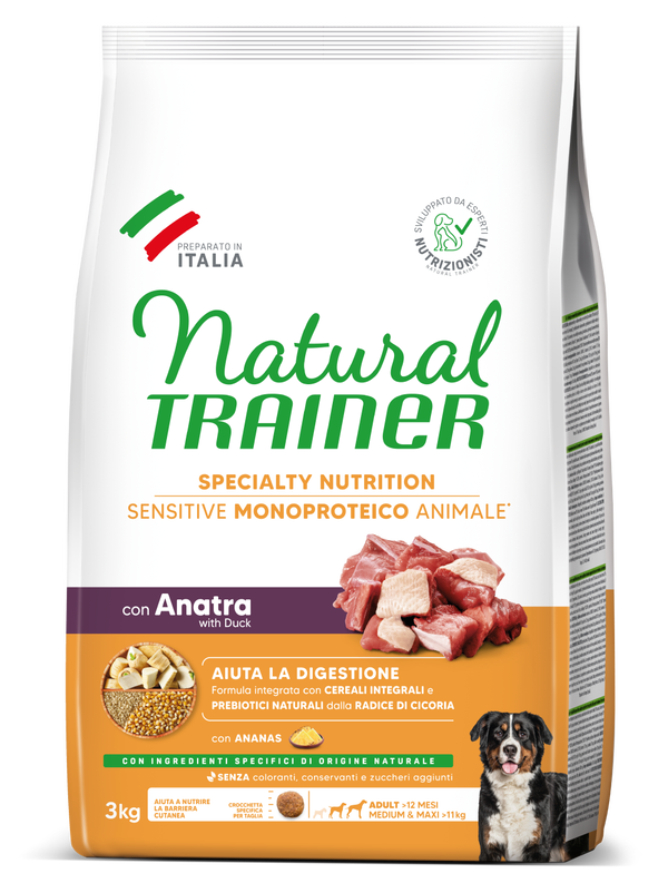 SPECIALTY NUTRITION SENSITIVE MONOPROTEICO ANIMALE NO GLUTEN MEDIUM&MAXI ADULT WITH DUCK AND WHOLE CEREALS