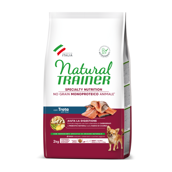 SPECIALTY NUTRITION NO GRAIN MONOPROTEICO ANIMALE SMALL&TOY ADULT WITH TROUT