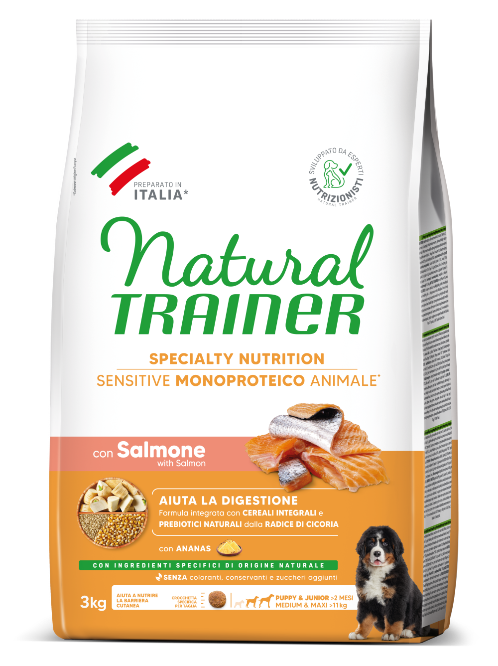 SPECIALTY NUTRITION SENSITIVE MONOPROTEICO ANIMALE NO GLUTEN MEDIUM&MAXI PUPPY&JUNIOR WITH SALMON AND WHOLE CEREALS