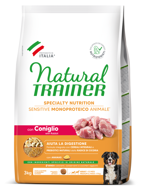 SPECIALTY NUTRITION SENSITIVE MONOPROTEICO ANIMALE NO GLUTEN MEDIUM&MAXI ADULT CON CONIGLIO E CEREALI INTEGRALI
