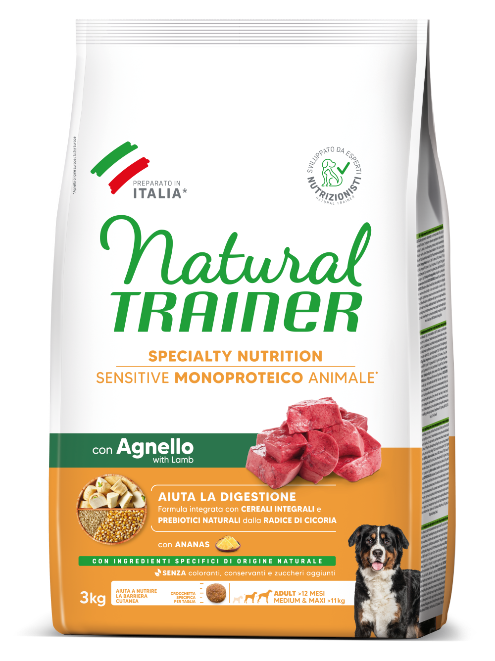 SPECIALTY NUTRITION SENSITIVE MONOPROTEICO ANIMALE NO GLUTEN MEDIUM&MAXI ADULT CON AGNELLO E CEREALI INTEGRALI