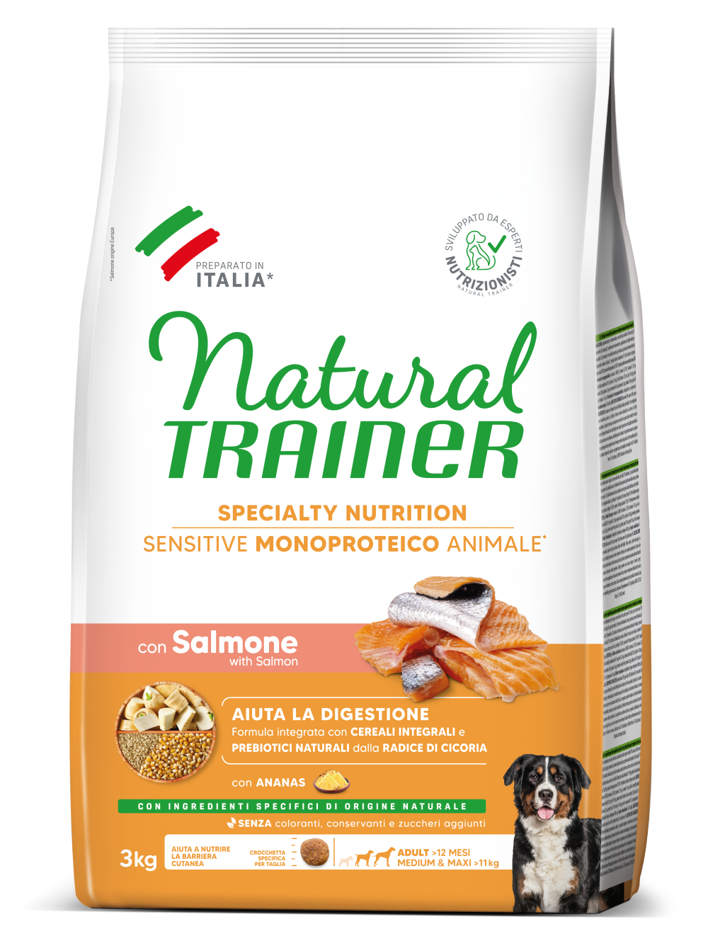 SPECIALTY NUTRITION SENSITIVE MONOPROTEICO ANIMALE NO GLUTEN MEDIUM&MAXI ADULT CON SALMONE E CEREALI INTEGRALI