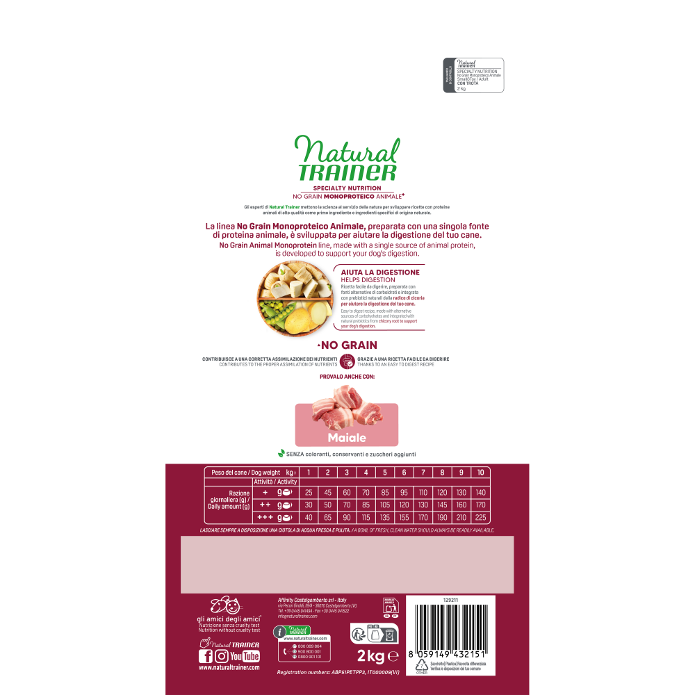 SPECIALTY NUTRITION NO GRAIN MONOPROTEICO ANIMALE SMALL&TOY ADULT WITH TROUT
