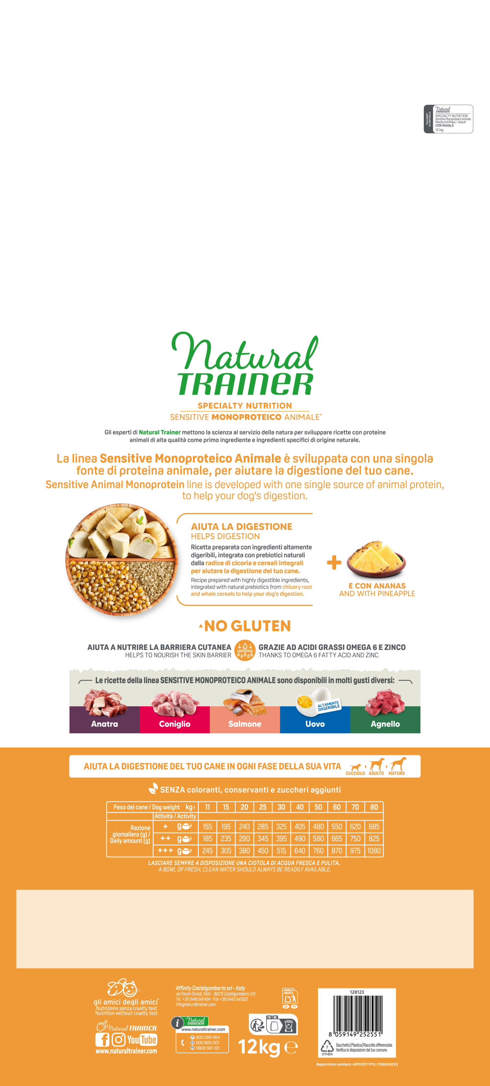 SPECIALTY NUTRITION SENSITIVE MONOPROTEICO ANIMALE NO GLUTEN MEDIUM&MAXI ADULT WITH PORK AND WHOLE CEREALS