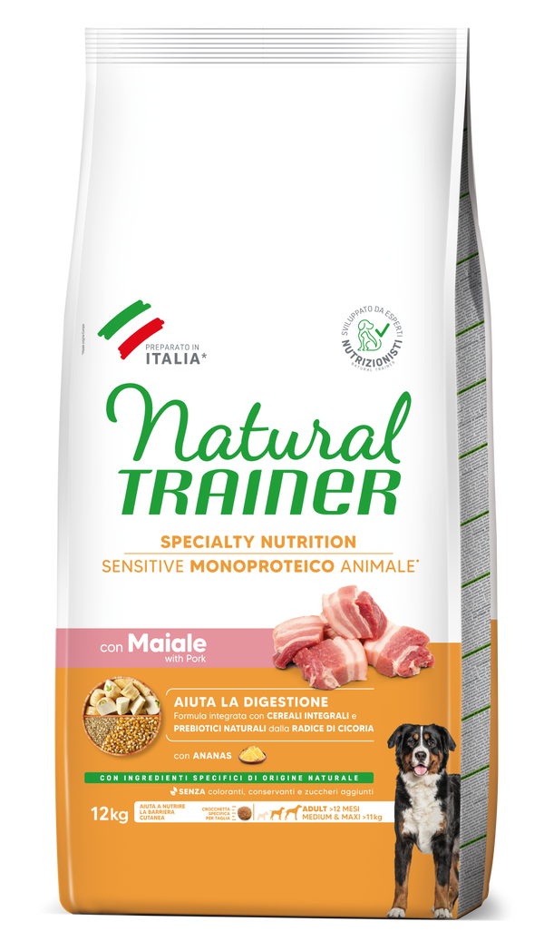 SPECIALTY NUTRITION SENSITIVE MONOPROTEICO ANIMALE NO GLUTEN MEDIUM&MAXI ADULT WITH PORK AND WHOLE CEREALS