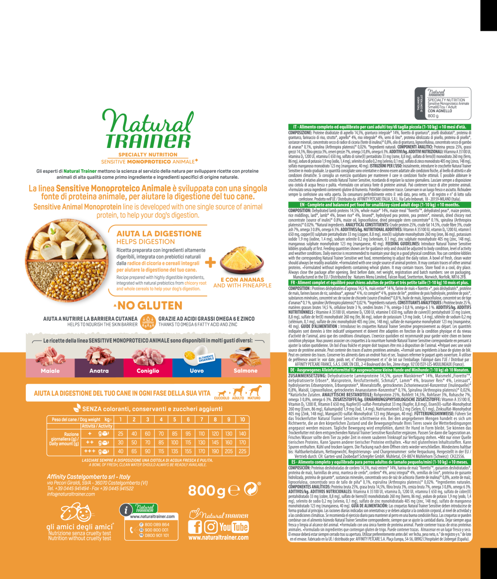 SPECIALTY NUTRITION SENSITIVE MONOPROTEICO ANIMALE NO GLUTEN SMALL&TOY ADULT WITH LAMB AND WHOLE CEREALS