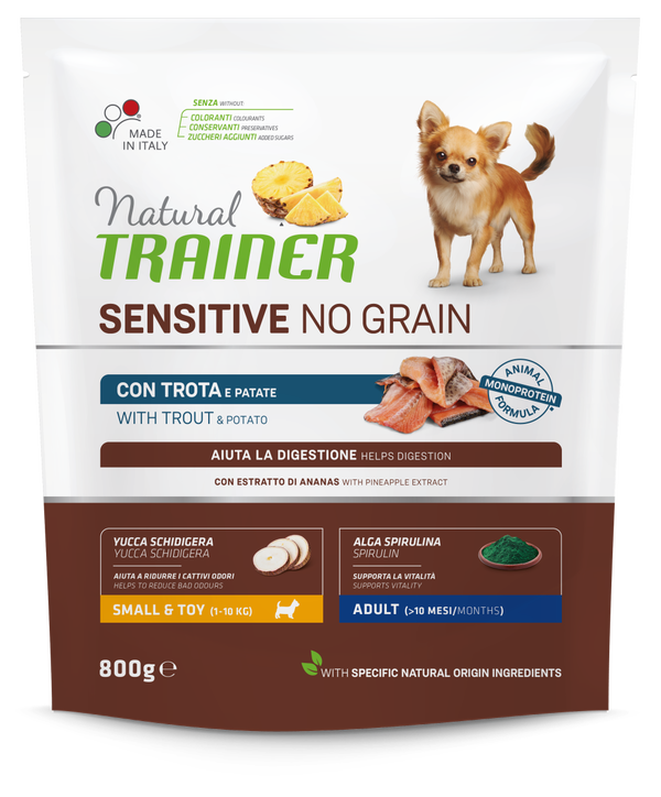 SPECIALTY NUTRITION NO GRAIN MONOPROTEICO ANIMALE SMALL&TOY ADULT WITH TROUT