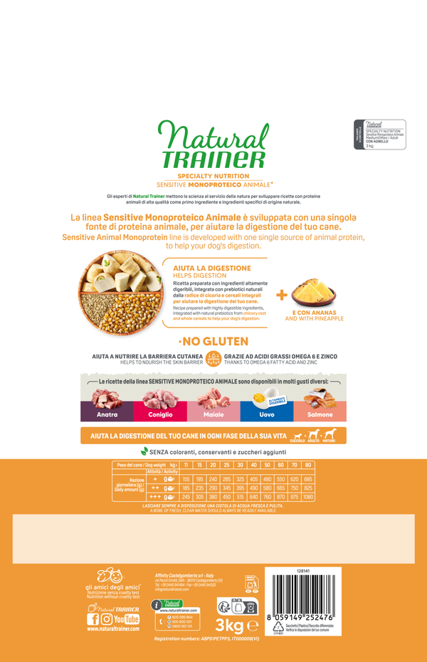 SPECIALTY NUTRITION SENSITIVE MONOPROTEICO ANIMALE NO GLUTEN MEDIUM&MAXI ADULT CON AGNELLO E CEREALI INTEGRALI