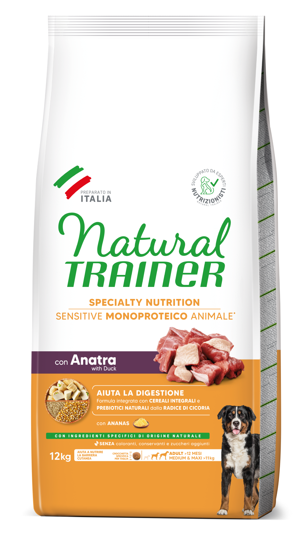 SPECIALTY NUTRITION SENSITIVE MONOPROTEICO ANIMALE NO GLUTEN MEDIUM&MAXI ADULT WITH DUCK AND WHOLE CEREALS