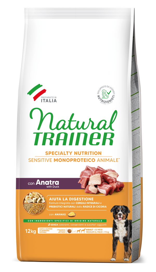 SPECIALTY NUTRITION SENSITIVE MONOPROTEICO ANIMALE NO GLUTEN MEDIUM&MAXI ADULT WITH DUCK AND WHOLE CEREALS