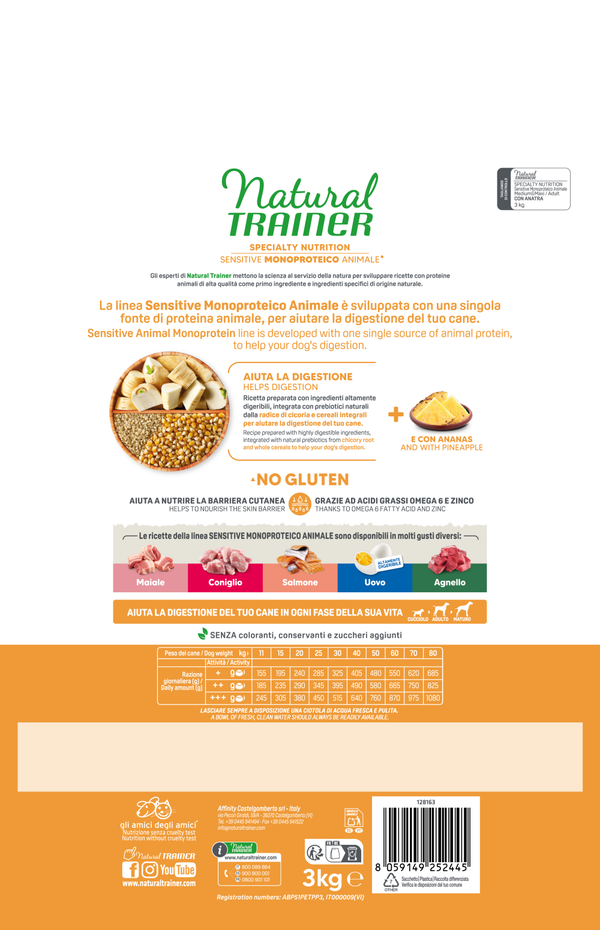 SPECIALTY NUTRITION SENSITIVE MONOPROTEICO ANIMALE NO GLUTEN MEDIUM&MAXI ADULT WITH DUCK AND WHOLE CEREALS