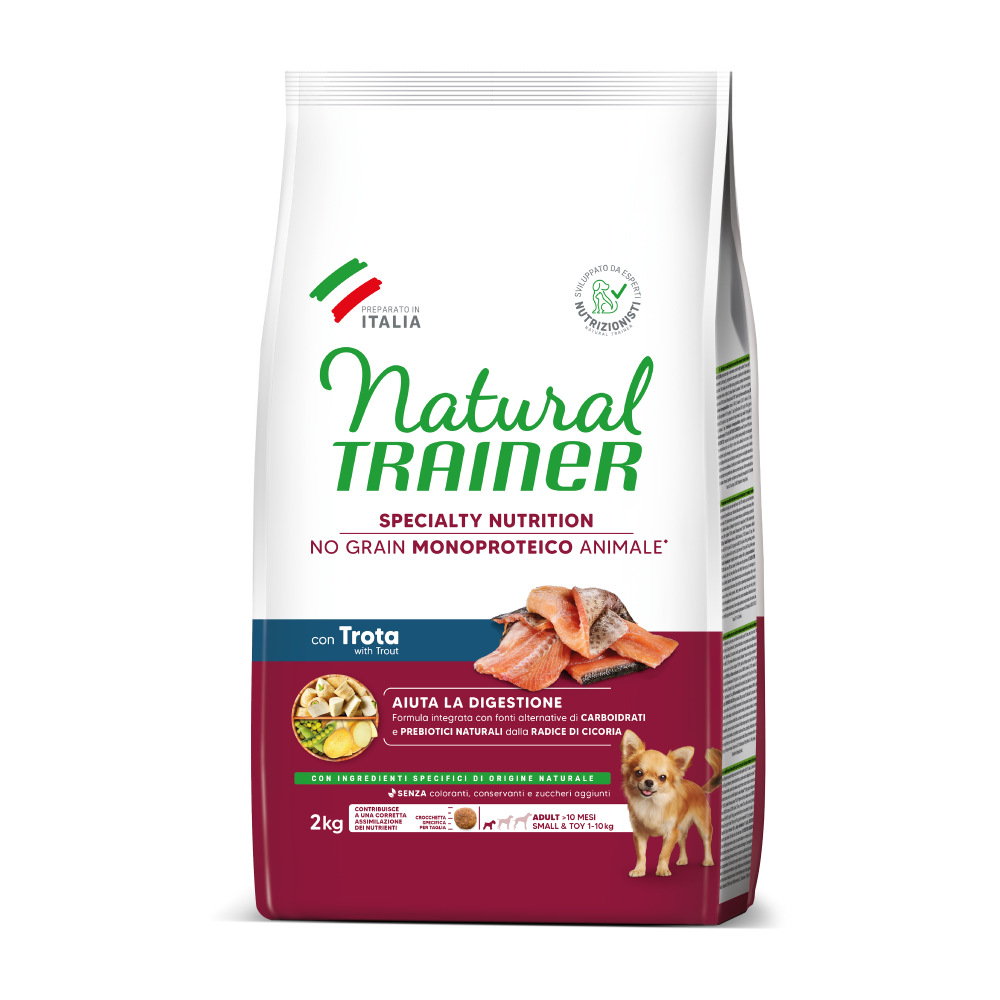 SPECIALTY NUTRITION NO GRAIN MONOPROTEICO ANIMALE SMALL&TOY ADULT WITH TROUT