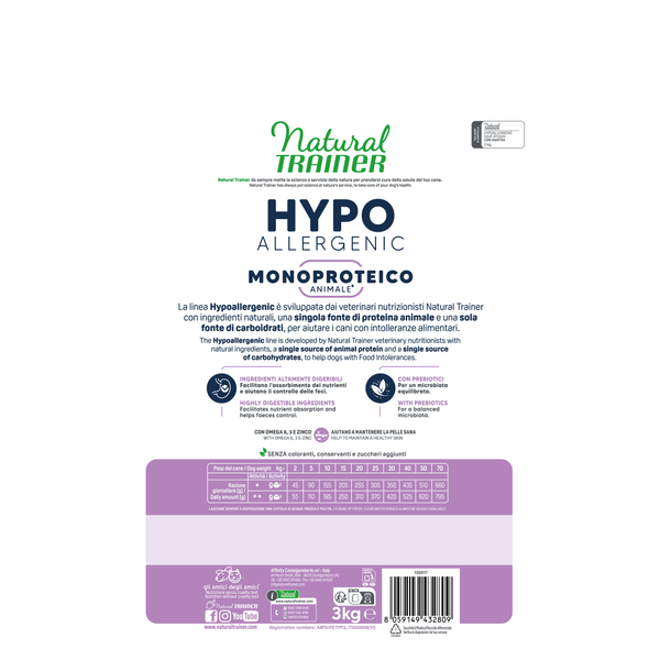 NATURAL TRAINER HYPOALLERGENIC MONOPROTEICO ANIMALE CON ANATRA
