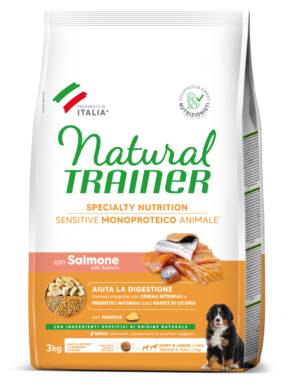 SPECIALTY NUTRITION SENSITIVE MONOPROTEICO ANIMALE NO GLUTEN MEDIUM&MAXI PUPPY&JUNIOR WITH SALMON AND WHOLE CEREALS