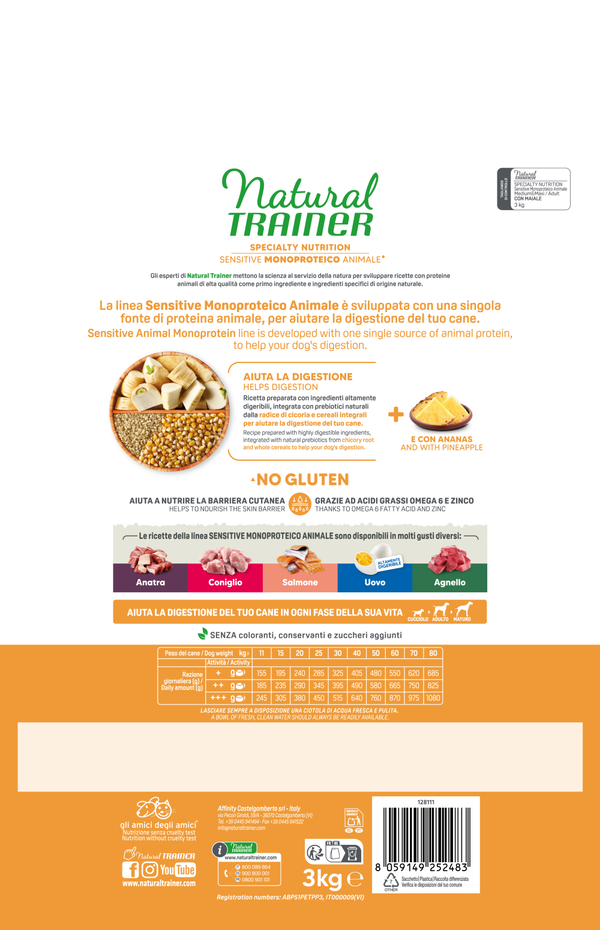 SPECIALTY NUTRITION SENSITIVE MONOPROTEICO ANIMALE NO GLUTEN MEDIUM&MAXI ADULT WITH PORK AND WHOLE CEREALS