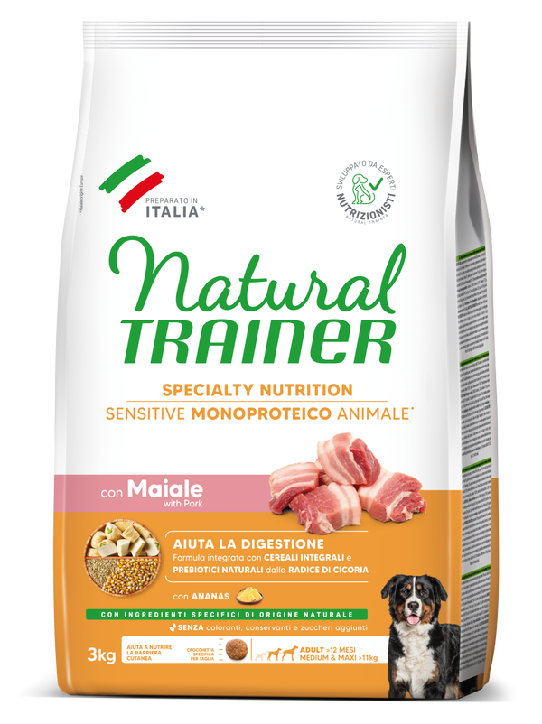 SPECIALTY NUTRITION SENSITIVE MONOPROTEICO ANIMALE NO GLUTEN MEDIUM&MAXI ADULT WITH PORK AND WHOLE CEREALS