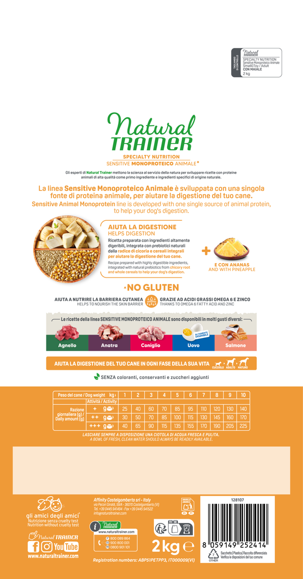 SPECIALTY NUTRITION SENSITIVE MONOPROTEICO ANIMALE NO GLUTEN SMALL&TOY ADULT WITH PORK AND WHOLE CEREALS