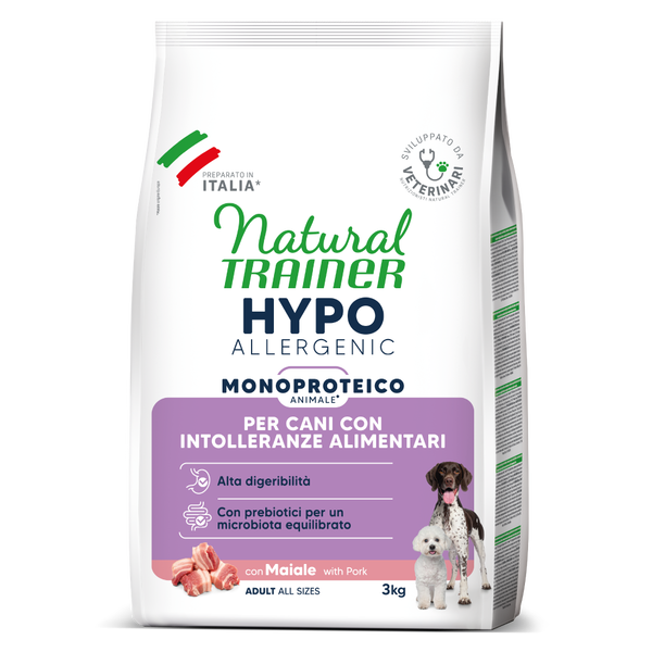 NATURAL TRAINER HYPOALLERGENIC MONOPROTEICO ANIMALE CON MAIALE