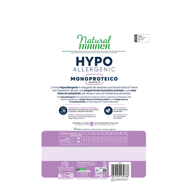 NATURAL TRAINER HYPOALLERGENIC MONOPROTEICO ANIMALE CON MAIALE