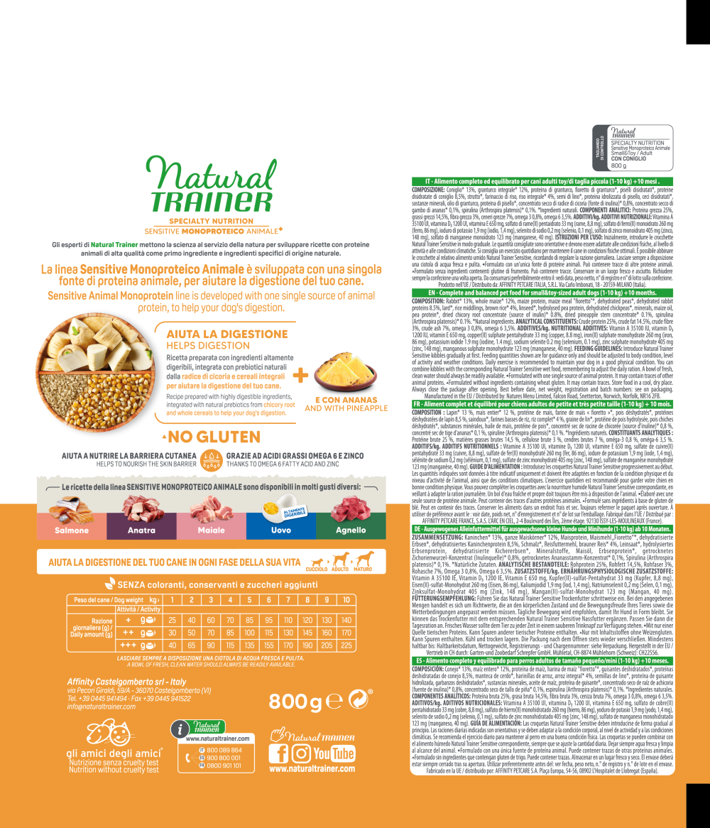 SPECIALTY NUTRITION SENSITIVE MONOPROTEICO ANIMALE NO GLUTEN SMALL&TOY ADULT WITH RABBIT AND WHOLE CEREALS