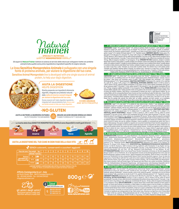 SPECIALTY NUTRITION SENSITIVE MONOPROTEICO ANIMALE NO GLUTEN SMALL&TOY ADULT WITH RABBIT AND WHOLE CEREALS