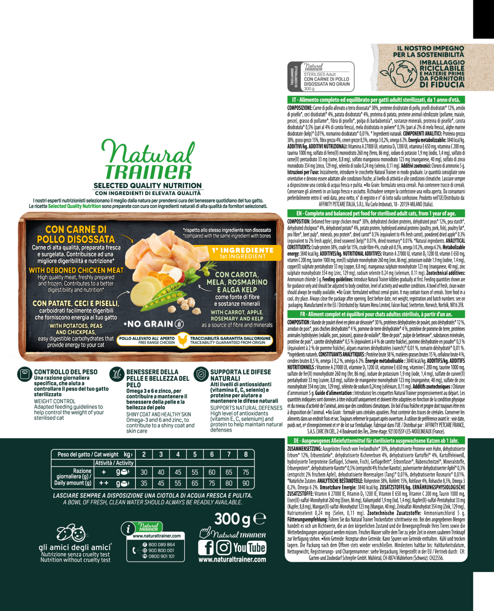 SELECTED QUALITY NUTRITION - ADULT STERILISED - CON CARNE DI POLLO DISOSSATA