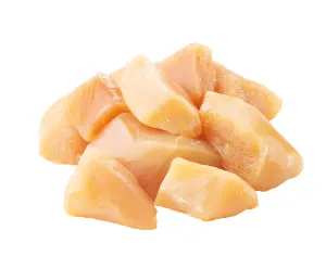 With deboned chicken meat