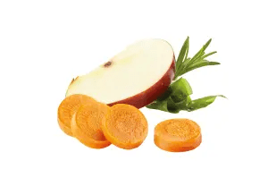 With carrot, apple, rosemary and kelp