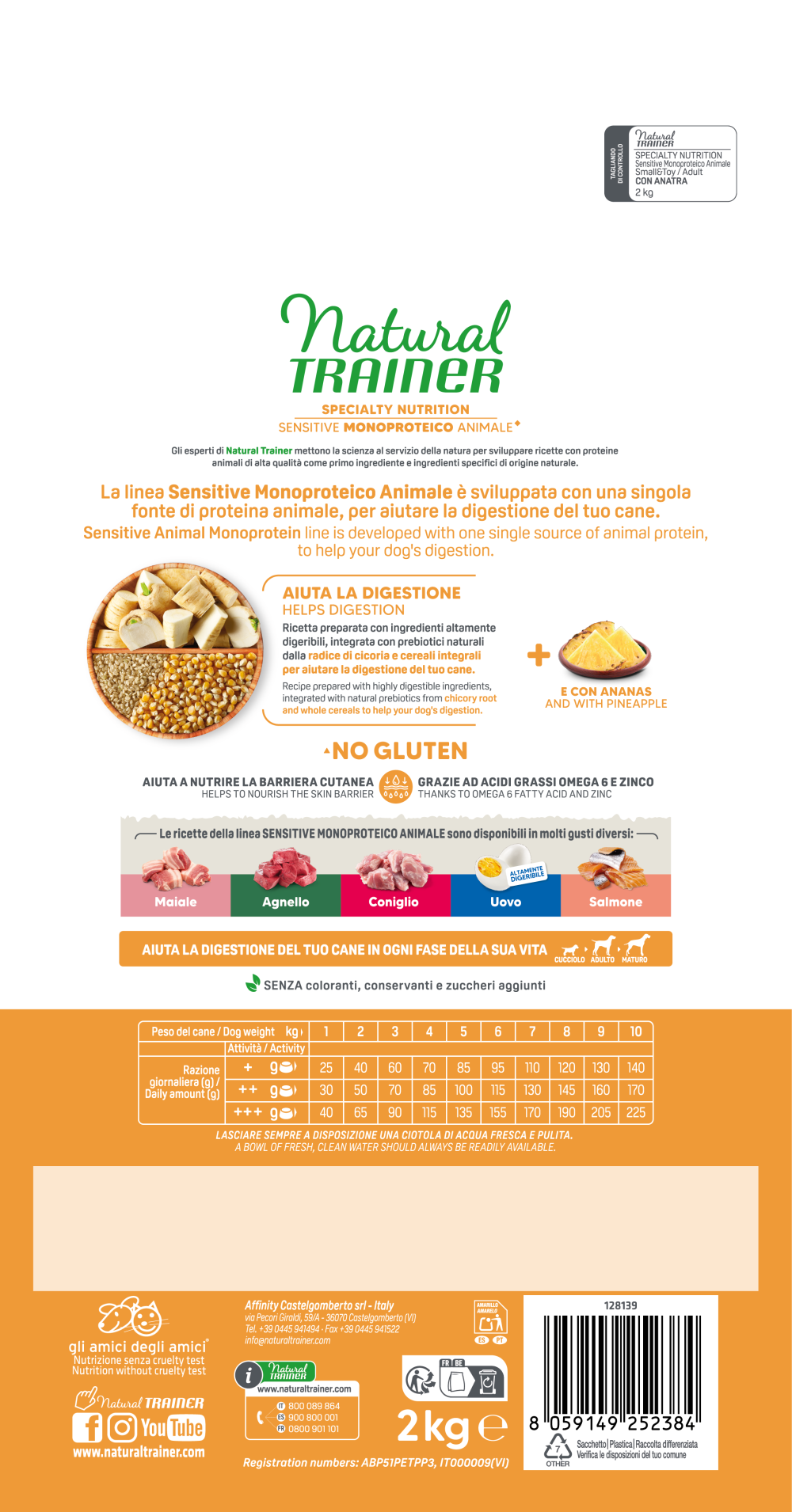 SPECIALTY NUTRITION SENSITIVE MONOPROTEICO ANIMALE NO GLUTEN SMALL&TOY ADULT WITH DUCK AND WHOLE CEREALS