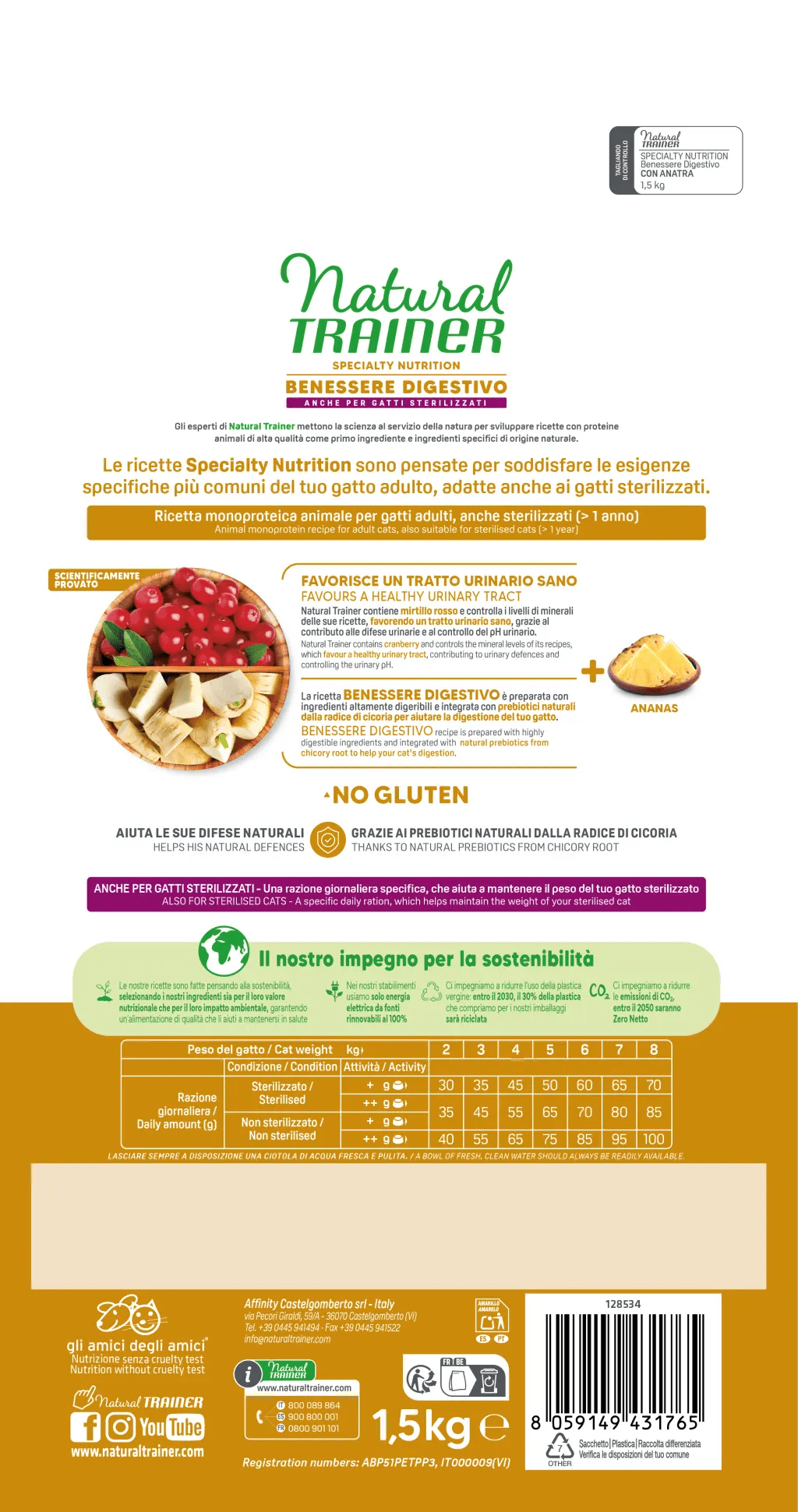 SPECIALTY NUTRITION BENESSERE DIGESTIVO ANIMAL MONOPROTEIN FORMULA WITH DUCK