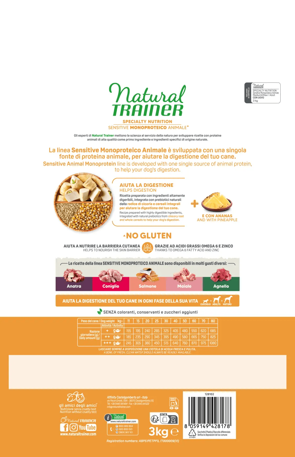 SPECIALTY NUTRITION SENSITIVE MONOPROTEICO ANIMALE  MEDIUM&MAXI ADULT WITH EGG 