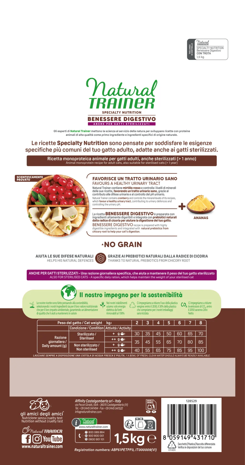 SPECIALTY NUTRITION BENESSERE DIGESTIVO ANIMAL MONOPROTEIN FORMULA WITH TROUT