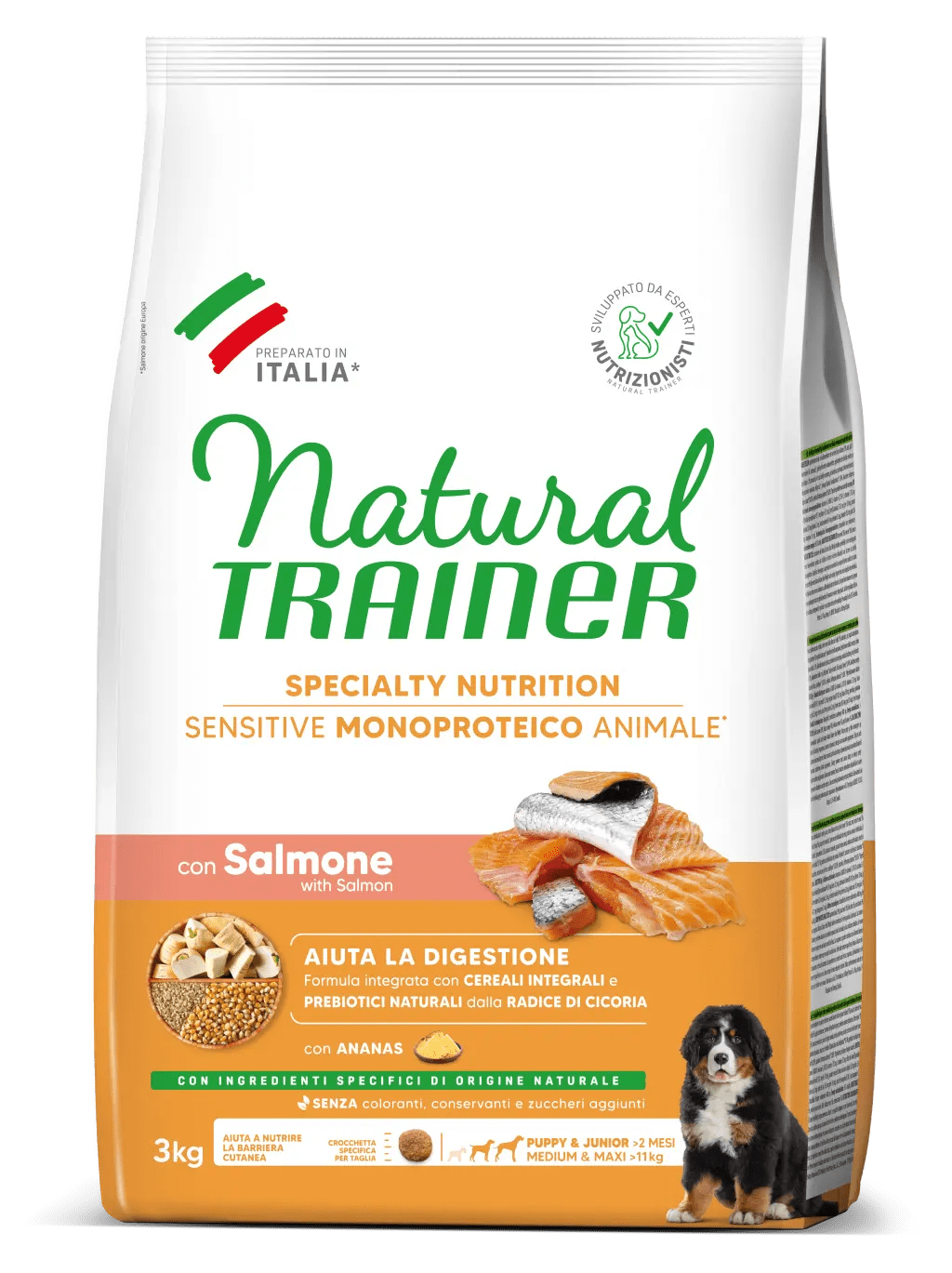 SPECIALTY NUTRITION SENSITIVE MONOPROTEICO ANIMALE NO GLUTEN MEDIUM&MAXI PUPPY&JUNIOR WITH SALMON AND WHOLE CEREALS