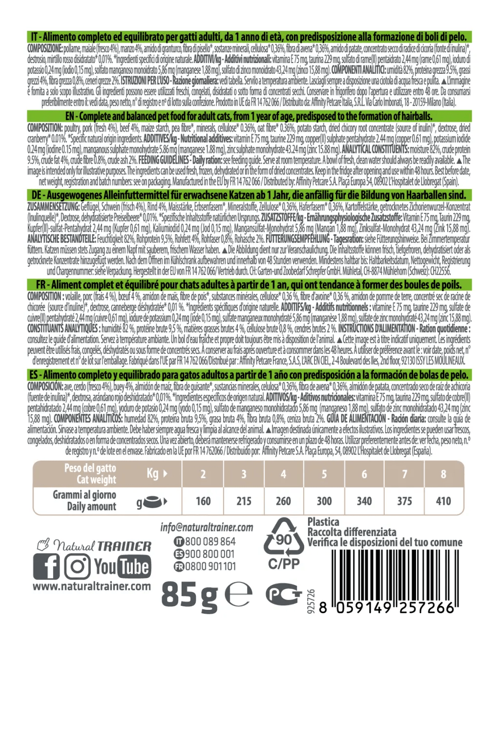 HAIRBALL ADULT BEEF WET