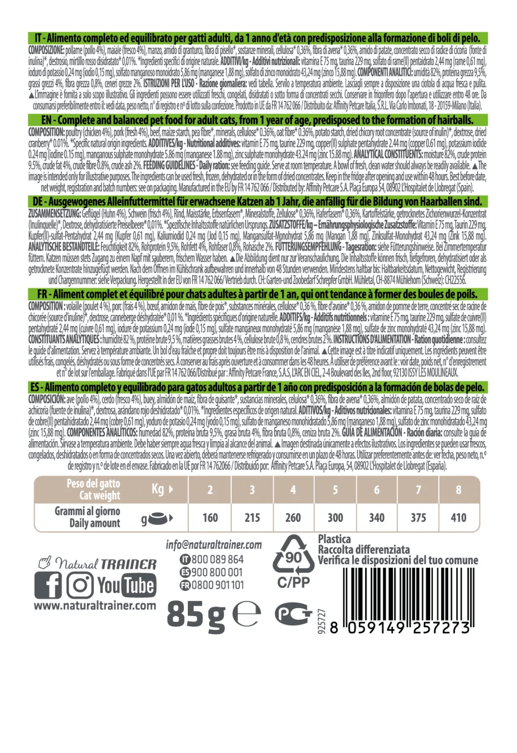 HAIRBALL ADULT CHICKEN WET